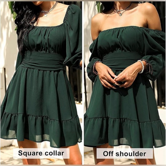 NWT EXLURA Lantern Sleeve Tie Back Mini Dress Sz XXL - Picture 2 of 7